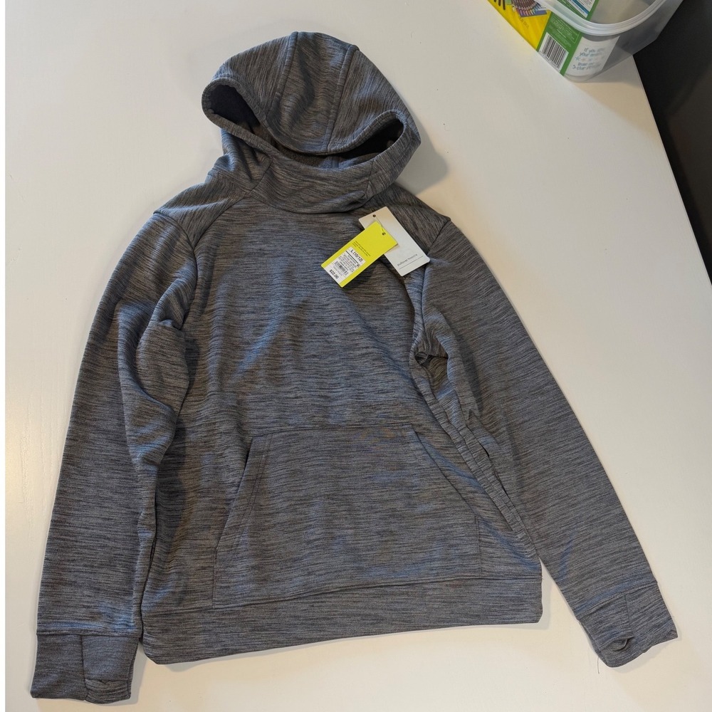 All in Motion Boys Gray Space Dye Pullover Hoodie Size L 10/12 NWT